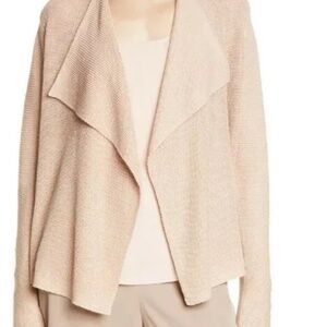 Eileen Fisher Drape Front Organic Linen Cardigan in Dusty Pink, size M